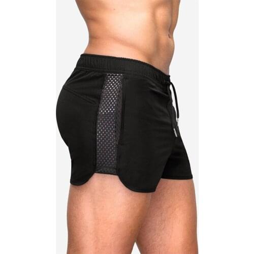 2021 New Summer Breathable Quick Drying Elastic Mesh Shorts European and American Fitness Training Sprint Six Color Shorts Men