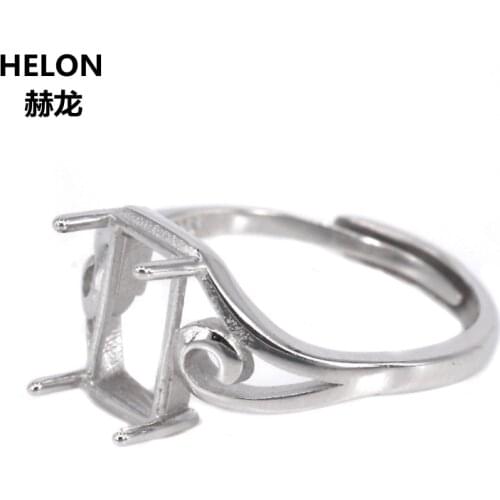 10pcs/lot Wholesale 925 Sterling Silver Engagement Wedding Ring for Women 6x10mm Princess Cabochon Semi Mount Ring Setting