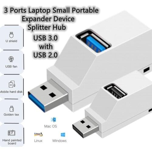 Portable USB2.0/USB3.0 Laptop Card Reader Digital Camera 3 Ports High Speed Transfer Hub Expander Device Splitter
