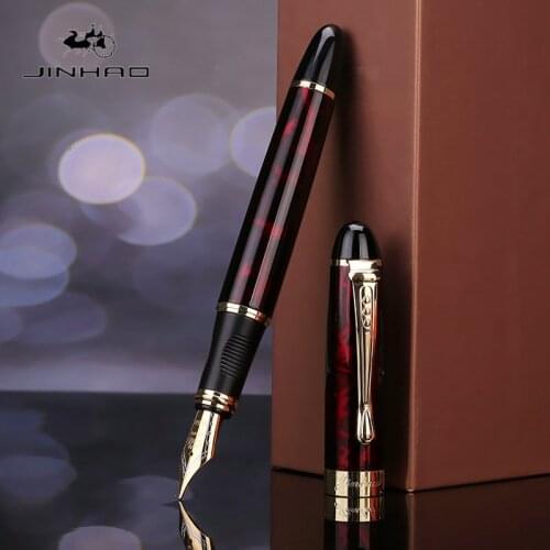 JINHAO X450 Luxury Red with Black Line Trim Fountain Pen High Quality Metal Inking Pens for Office Supplies School Supplies