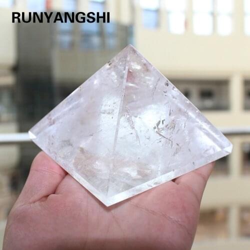 Runyangshi 1PC 500g 90x90mm Natural Clear Quartz Pyramid Stone Crystal Feng Shui Healing Specimens crystal point