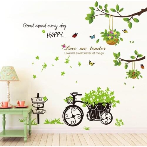Removable wall sticker stickers living room bedroom room wall paper self-adhesive decorations garden fresh floats branches