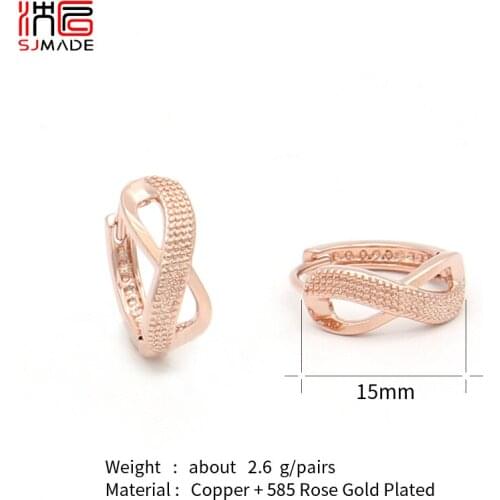 SJMADE Fashion Simple 585 Rose Gold Metal Dangle Earrings Hipster Women Girl Party Jewelry Lady Daily Accessories Anti-allergy