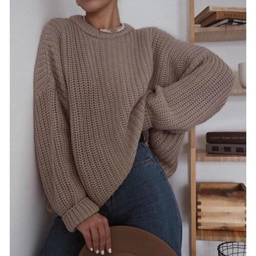 Women Elegant Pullover Sweater Solid Color Knit Jumpers Autumn Winter Warm O Neck Long Sleeve Fashion Sweatshirt Knitwear