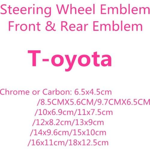 T-oyota ABS chrome carbon car Steering Wheel Sticker Front Bonnet Grill rear Trunk Badge Emblem Sticker styling