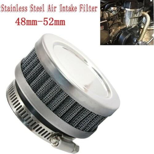Air Intake Filter Air Filter Air Filter Cleaner Scooter Air Filter Cleaner Motorcycle Stainless Steel 48mm-52mm Cleaner+Clamp