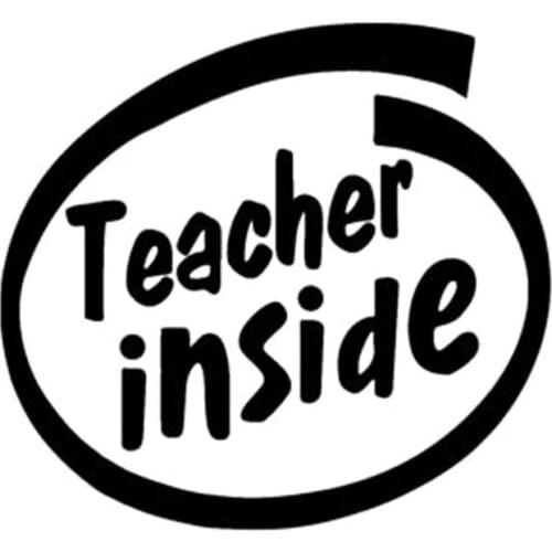 15.5X14.3CM TEACHER INSIDE Funny Vinyl Decal Black/Silver Car Sticker