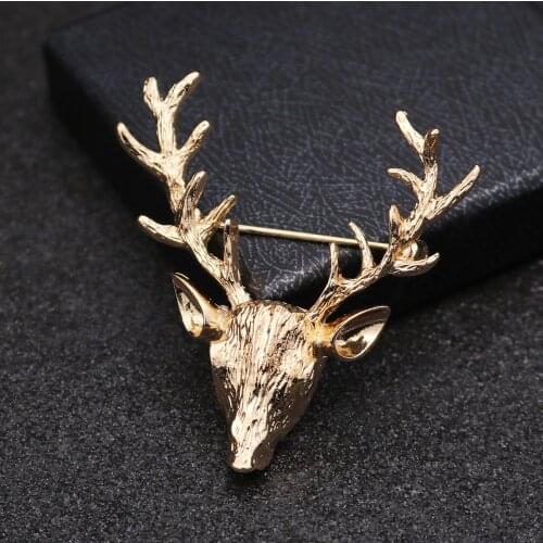 I-Remiel Korean Retro Elk Brooch Pin Original Deer Head Pins and Brooches for Women and Men Suit Shirt Collar Accessories