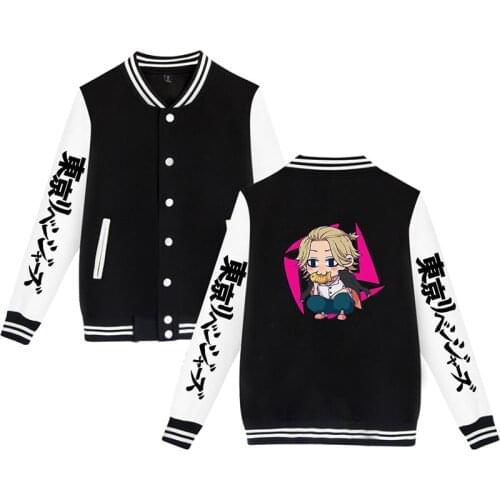 Japan Anime Tokyo Revengers Cartoon Baseball Jacket Men Women Hoodie Sweatshirts Tops Pocket Button Long Sleeve Hoodies Jackets