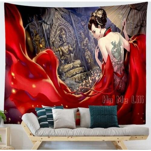Japanese Sexy Women Tapestry Maiko Cultural Hairdo Female Artist Art