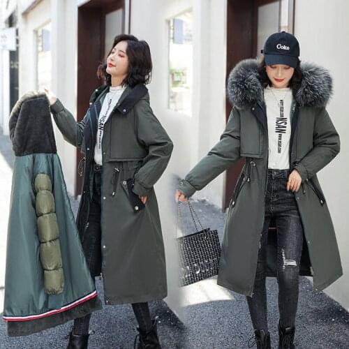 Pai Overcome Women Knee-length Long Winter New Splicing Down Coat Jacket Female Korean Version Was Thin Cotton Clothing TideA285