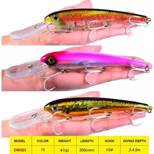 1PC 41g/20cm Big Minnow Fishing lure Fishing Bait 10 color Balancer Crankbait Fishing Tackle With 3/0# Hook Big Baits