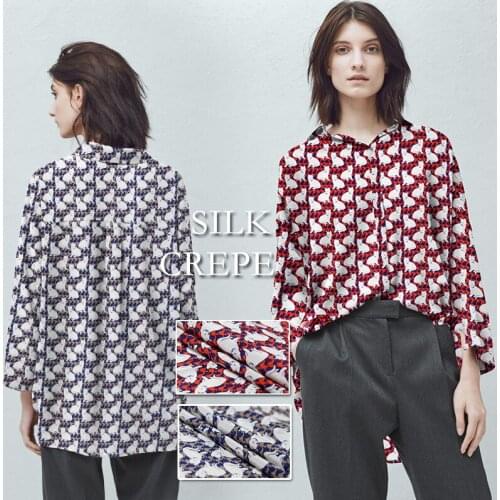 100 cm wide cat print silk fabric 12 mm crepe de chine silk fabric summer shirt dress crepe fabric wholesale silk cloth