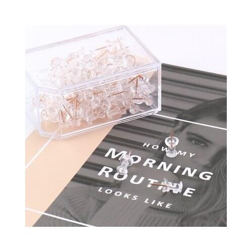 100 Pins/Set Clear Push Pins Metal Thumb Tacks Map Pins Cork Board Wall Pins