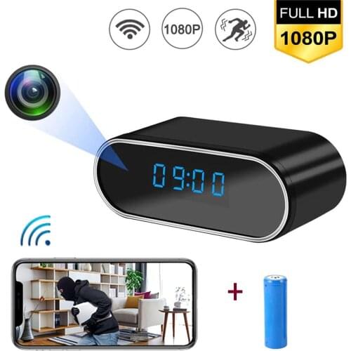 1080P WIFI Mini Camera Time Alarm Wireless Nanny Clock P2P IP Security Night Vision Motion Detection Home Secret Hidden TF Card