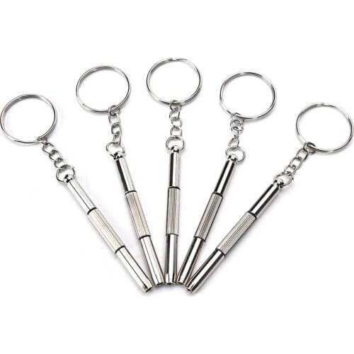 5pcs Multifunction Eyeglass Screwdriver 3-in-1 Home Sunglass Eyeglass Cellphone Watch Repair Keychain Screwdriver Tool