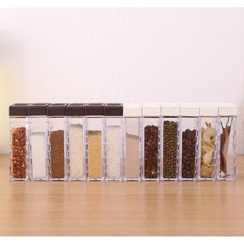 6Pcs New Kitchen Spice Jar Seasoning Box Kitchen Spice Storage Bottle Jars Transparent Salt And Pepper Cumin Powder SpiceTools