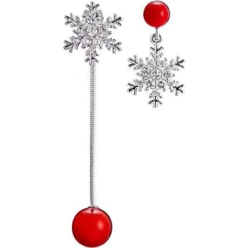 Asymmetric Snowflake Long Earrings Sweet Geometric Pendant Bride Wedding Jewelry Gift Earrings For Women Female Accessories