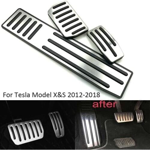 Car Styling Stainless Steel Gas Brake Pedal Cover Pad Non-Slip Aluminium Alloy For Tesla Model X Model S 2012-2018