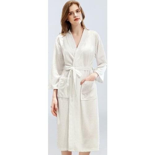 Spring and autumn bathrobes, womens thin sweat-absorbent pajamas, mens home wear, couple pajamas