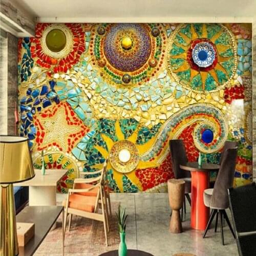 Bohemian abstract painting large murals 3D living room bedroom Self Adhesive wallpaper painting TV background wall Waterproof