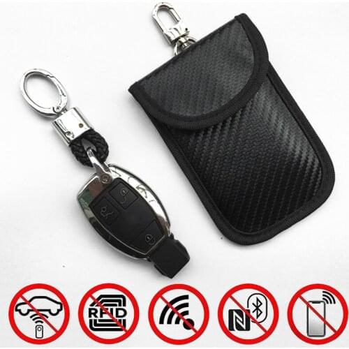 Car Key Case Bag FOB Signal Blocker Bag RFID Shielding Key Credit Card Bags Organizer Trinket Keychain Covers Car Interior tools