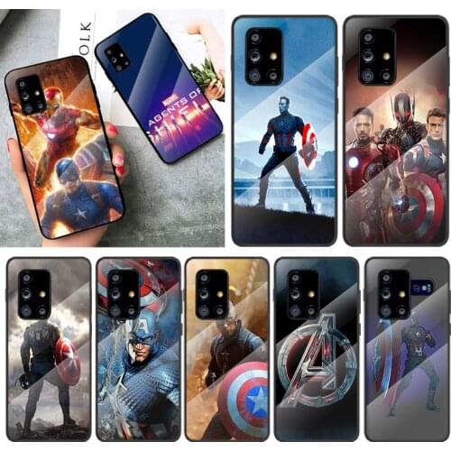Tempered Glass Cover Marvel Super Hero Captain For Samsung Galaxy A91 A81 A72 A71 A52 A51 A41 A31 A21S A11 A01 Phone Case