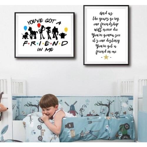 Childrens Cartoon Movie Quotes Canvas Art Poster Prints You've Got a Friend in Me Art Painting Picture Kids Room Wall Art Decor