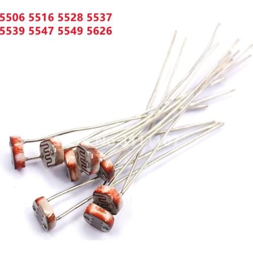50PCS/LOT LDR Photo Light Sensitive Resistor Photoresistor Photoelectric Photosensitive Resistance GL5528 5537 5506 5516 5539