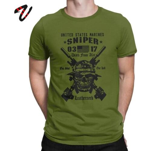 Adult Tops Men T Shirt USMC Scout Sniper Tee Shirt US Marines MOS 0317 Combat Arms Unique Short Sleeve Crew Neck Cotton T-Shirts