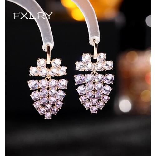 FXLRY Gorgeous Fashion Colorful Zircon Summer Fruit Grape Earrings For Women Girl Jewelry