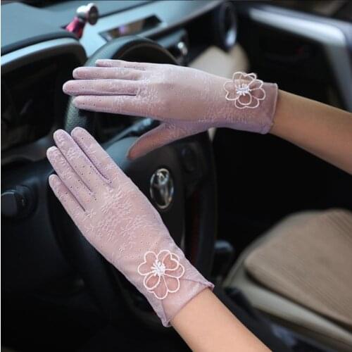 Gloves Cool Lace Gloves Driving Non-Slip Sunscreen Gloves Korean Fashion Ultra-Thin Stretch Touch Screen Gloves