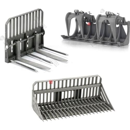 LESU Metal Bucket Gripper Fork Sieve for 1/14 RC Hydraulic Skid Steer Loader Bobcat Outdoor Toys