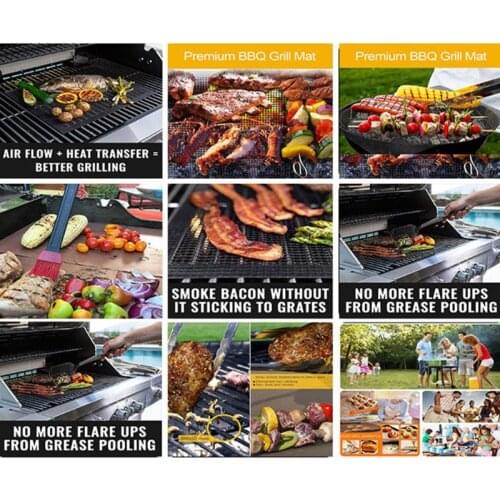 2 Pcs Reusable Non-stick BBQ Grill Mesh Bag with 2 Pcs Silicone Brush Large Baked Grilling Heat-resistant Easy Clean for X7JD