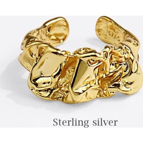 Fashion 925 Sterling Silver Novelty INS Irregular Shape Adjustable Open Rings for Women Girls Birthday Party Anillos Gifts SR233