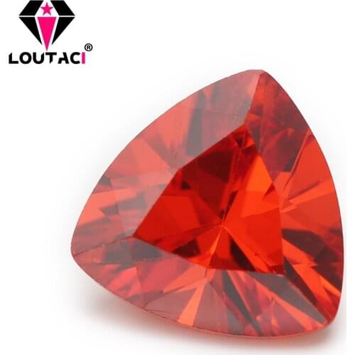 LOUTACI Fashion Style Lady Jewelry Gemstone 5A Orange Color Trillion Shape Cubic Zirconia Small Size 3x3-6x6mm