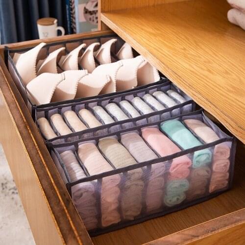 Dormitory Underwear Bra Organizer Foldable Drawer Home Separated Drawer Closet Underwear Scarves Storage Divider Box Grids Bra
