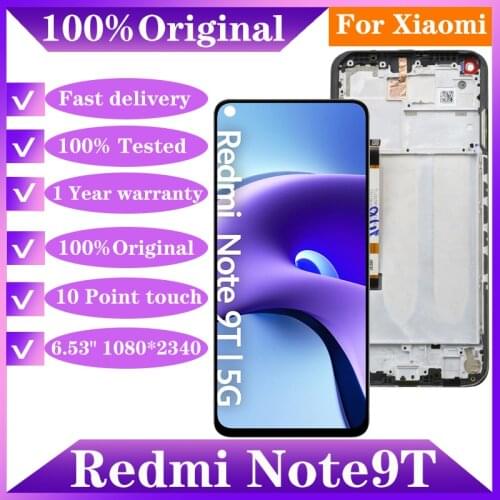 Original 6.53" LCD Display For Xiaomi Redmi Note 9T 5G LCD Display touch screen digitizer assembly Replacement 100% tested