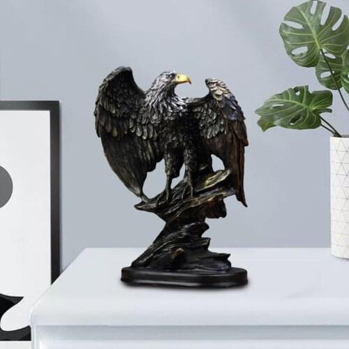 Resin Eagle with Spread Sculpture Decorative Animal Ornament Figurine Statue Photo Props Office Living Room Artwork