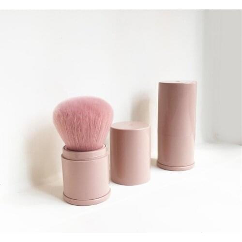 Pink Retractable Kabuki Brush - Luxury Soft Multi-purpose Foundation Bronzer Blush Contour Highlight Brush
