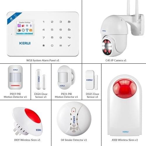 KERUI W18 Alarm System for Home Security Alarm Residential Motion Sensor APP Control Smart GSM WIFI Burglar Alarm System Kit