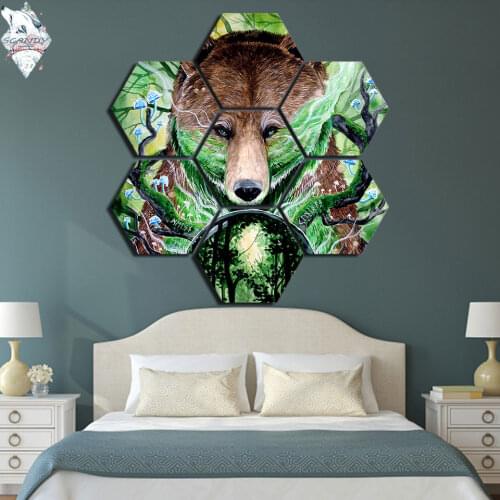 Old King by Scandy Girl 7 pieces Fighting Bear Animals painting Wall Art Picture Gift Home Decoration Canvas Print painting