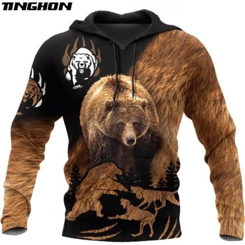 Bear hunting camo 3D Print Hoodies for men / women Harajuku Fashion Hooded Sweatshirt Autumn Casual hoodie sudadera hombre