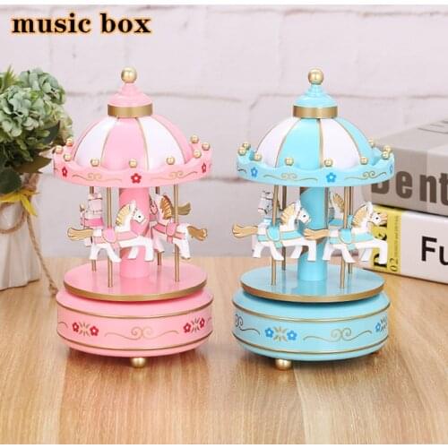 Merry go round music box Geometric Music baby room decoration Gifts Unisex Wooden Christmas Horse Carousel Box birthday gift Ho