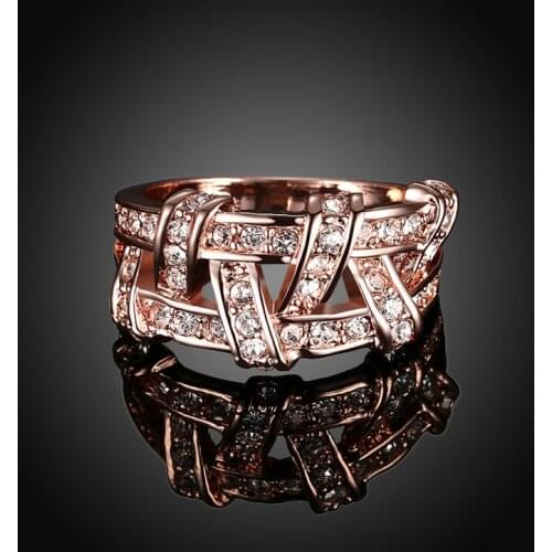 Ring for women white Cubic Zirconia Fashion jewellery Rose Gold Anniversary Ring size 7 8 9 AR2139