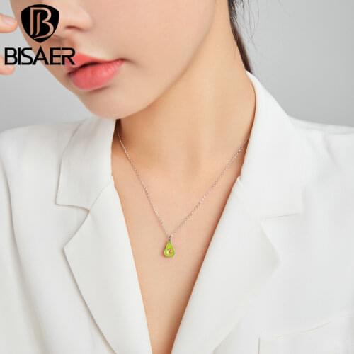 Bisaer 100% Real 925 Sterling Silver Ace Oil Fruit Necklace For Women Chain Link Making Fine Jewelry Gift ECN439
