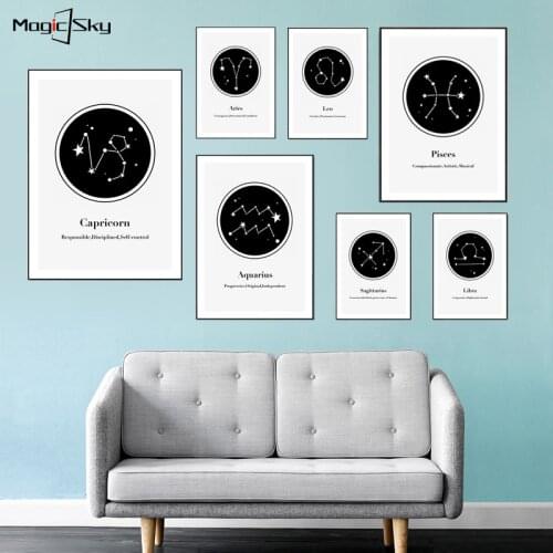 Twelve Constellations Astrology Sign Minimalist Geometric Posters Prints Canvas Painting Nordic Wall Art Kids Room Nursery Decor