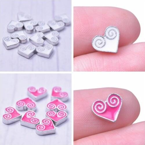 20pcs Spiral Pattern Love Floating Charms For Jewelry Making Heart Charm Pendant Accessories White Rose Red DIY Materials Shofar