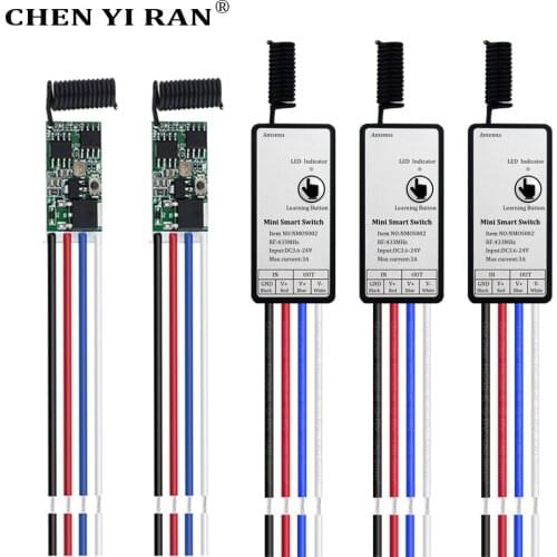 5pcs 433.92Mhz Universal Wireless DC3.6V 6V 9V 12V24V Remote Control Switch 1 CH RF Relay Receiver LED Light Controller DIY Kit