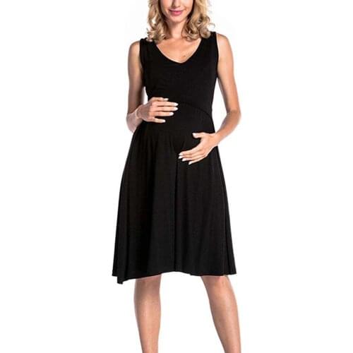 #57 Nursing Sleepwear Pregnant Women Clothes Solid Color Sleeveless Dress Breastfeeding Skirt Camice Da Notte Premaman